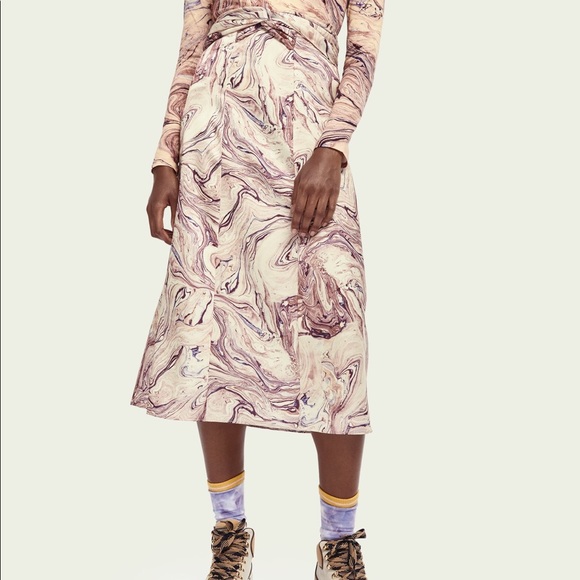Scotch & Soda Dresses & Skirts - NWT Scotch And Soda Marble Satin Midi Skirt